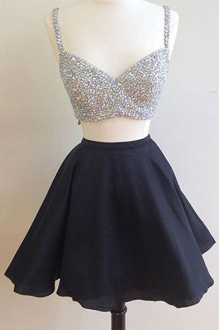 Sexy Homecoming Dresses,Black Dresses,Two-piece Homecoming Dresses,Red Cocktail Dresses,2 Pieces Prom Dresses,Beading Homecoming Dresses,Black Prom Dresses
