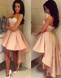 Sexy Sweetheart High-low Pink A Line Short White Lace Homecoming/Prom Dresses OK288