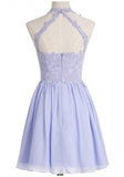Charming Chiffon A Line Short Homecoming Dresses,Sexy Prom Dresses With Appliques OK458