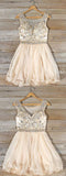 Cute Chiffon A Line Sleeveless Homecoming Dress With Beading,Short Prom Dresses OK338