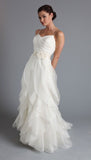 New Arrival White Ruffles Long Wedding Dress,Simple Spaghetti Straps Brides Dress OK375