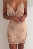 Sexy Sequin Sheath Spaghetti Straps Short Homecoming Dress,Cocktail Party Dresses OKD49