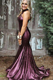 Mermaid Purple Sequin Evening Dress ,Cheap Mermaid Prom Dresses OKH91