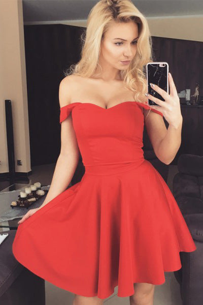 Red Satin Homecoming Dress
