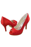 Red Lace High Heel Peep Toe High Quality Wedding Shoes S109