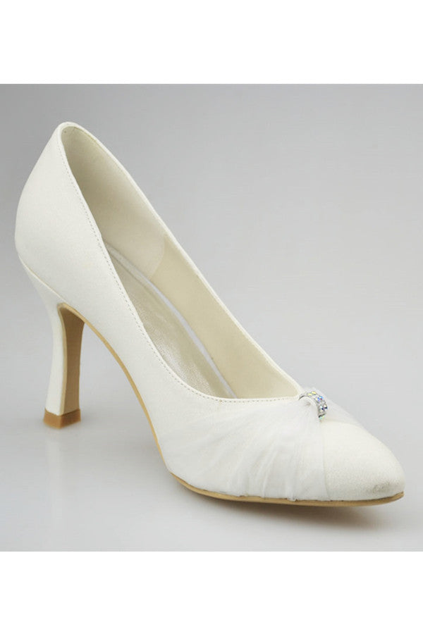 Simple Elegant Handmade Ivory Pointed Toe Simple Wedding Shoes S125