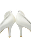 High Heel Ivory Beaded Handmade Satin Classy Wedding Shoe S94