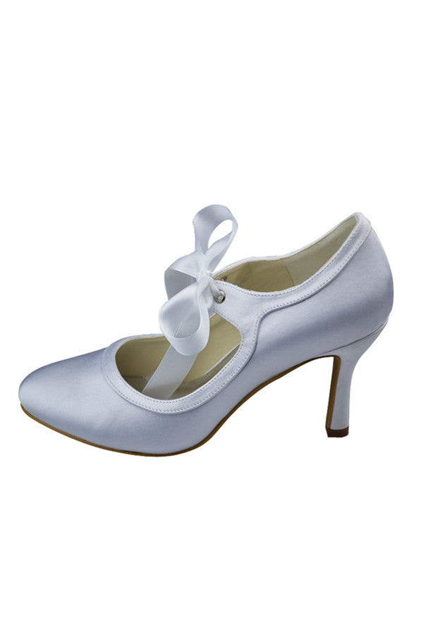 Simple White Close Toe Cheap Beauty Prom Shoe S95