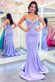 Lavender Sweetheart Mermaid Long Formal Prom Gown with Rhinestones OK1750