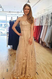 Sweetheart Long Prom Dresses Junior Formal Dress With Lace Applique OKK53