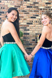 Sweet Strapless Beading Belt A-Line Short Homecoming Party Dresses with Pockets OK1575