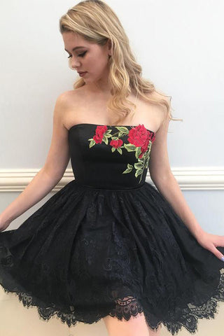 2018 Homecoming Dresses,Black Homecoming Dress,Chic Prom Dresses,Black Prom Dress,Lace Prom Dress,Short Homecoming Dresses,Sweet 16 Dresses