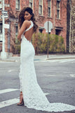White Wedding Dresses,Lace Wedding Dresses,Mermaid Wedding Dress,White Bridal Dress,Backless Wedding Dresses