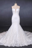 Mermaid Sweetheart Lace Appliques Long Cheap Wedding Dress OKQ10