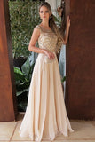 Elegant Prom Dresses,Beading Prom Gown,Chiffon Prom Dress,Champagne Prom Dress,Cap Sleeves Prom Dress