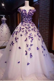 Butterfly Cap Sleeves Long Ball Gown Prom Dress Cheap Evening Dress OKR45