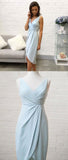 Elegant V Neck Sleeveless Light Blue Short Homecoming Dresses,Cocktail Dresses OKC43